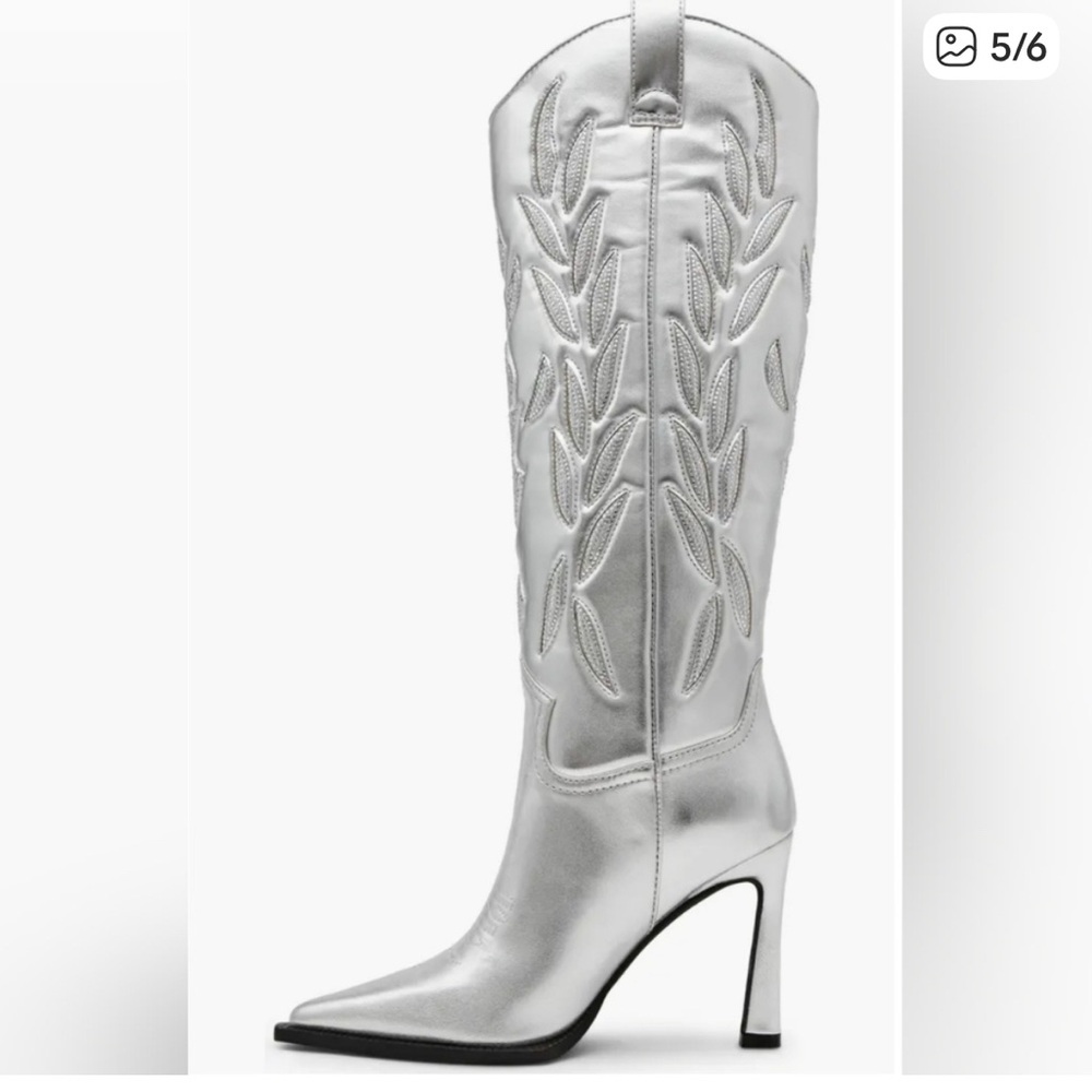 Steve Madden Metallic Silver Heeled Boots
